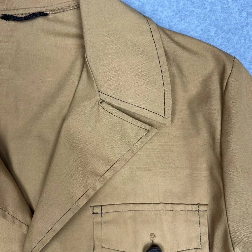 Vintage 70s Safari Field Bush Jacket Tan Khaki Utility Chore Coat Size 38